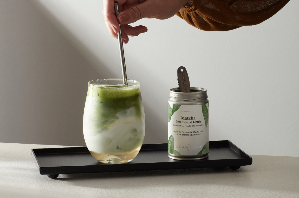 Iced Matcha Latte using AVANTCHA Organic Matcha Ceremonial Grade
